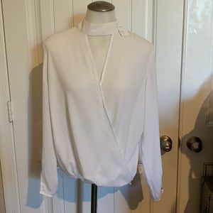 Long sleeve semi sheer blouse